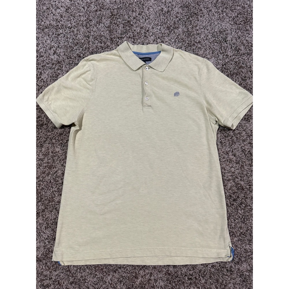 Banana Republic Polo Men Large Yellow Pique Cotton Preppy Casual Minimalist Golf